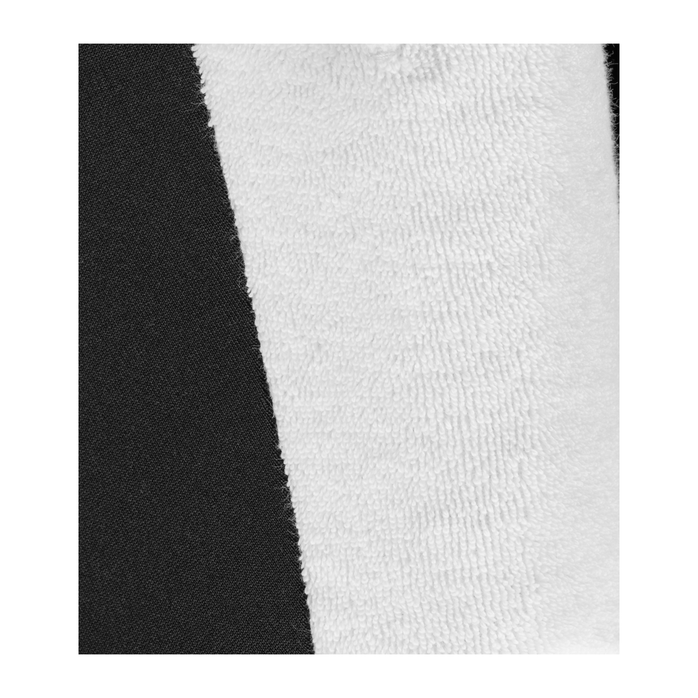 tecido bicolor preto e branco com textura felpuda e lisa