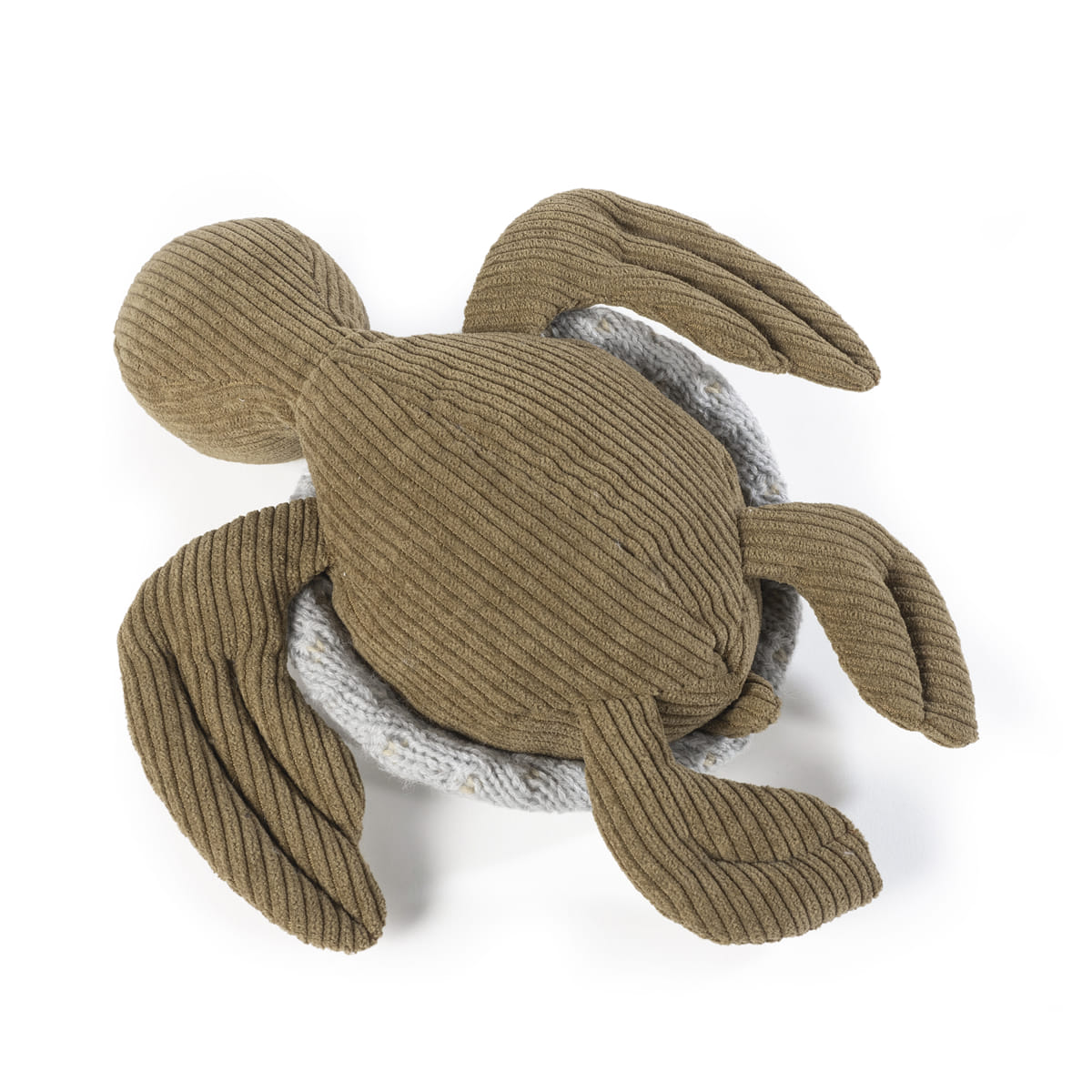 Pelúcia tartaruga de tecido castanho com detalhes cinzentos