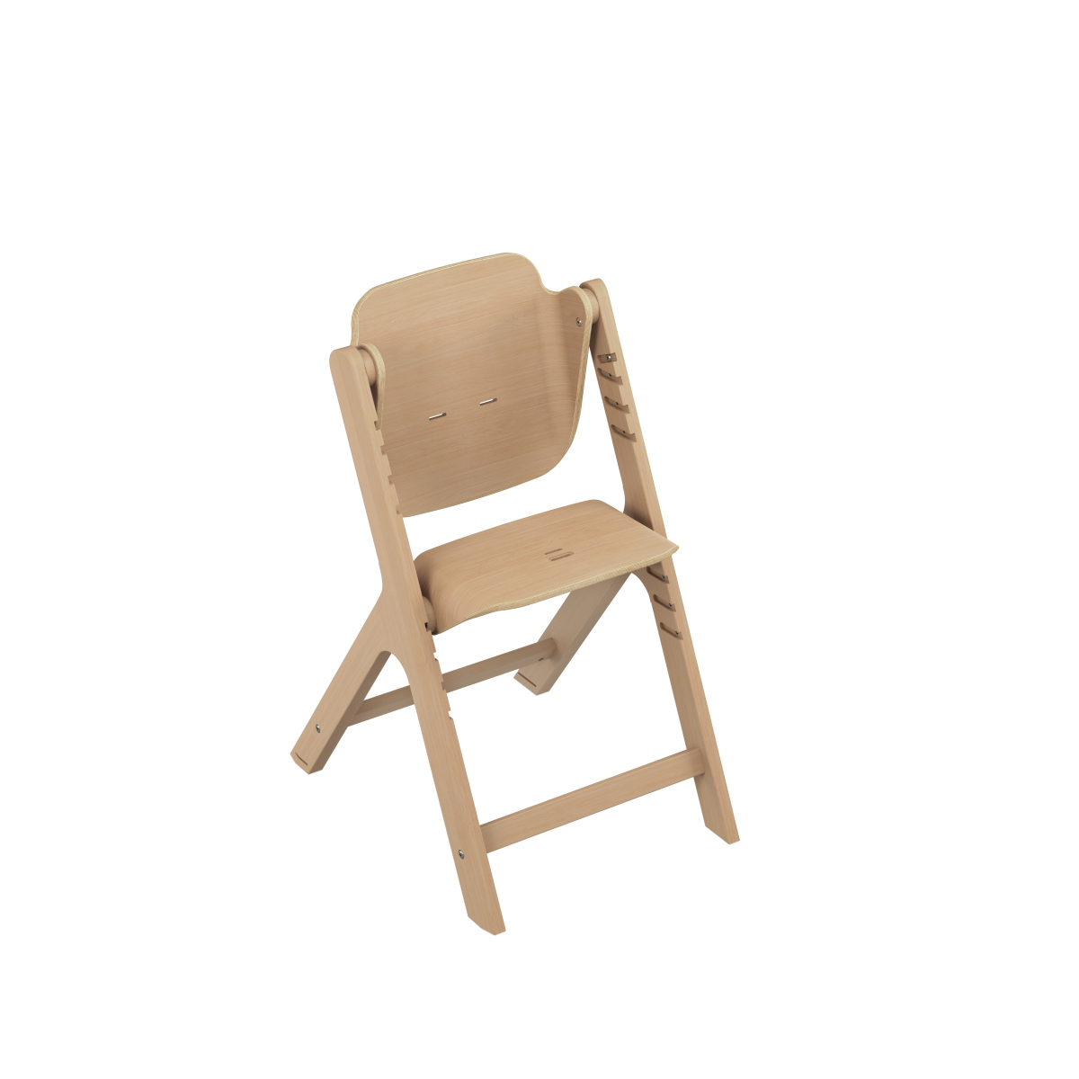Cadeira dobrável de madeira clara com assento e encosto em madeira