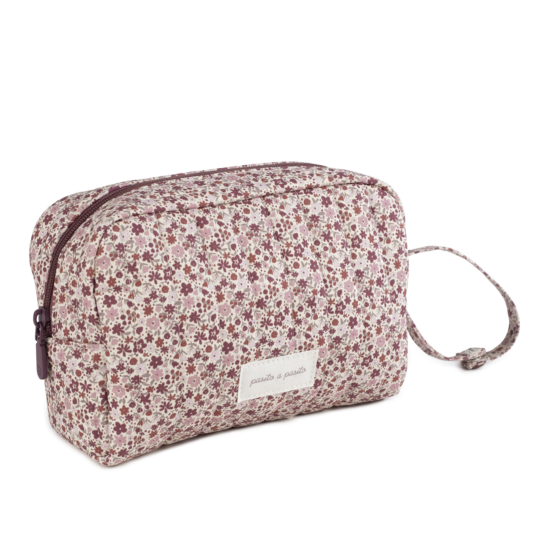 Bolsa de tecido floral rosa com alça e fecho