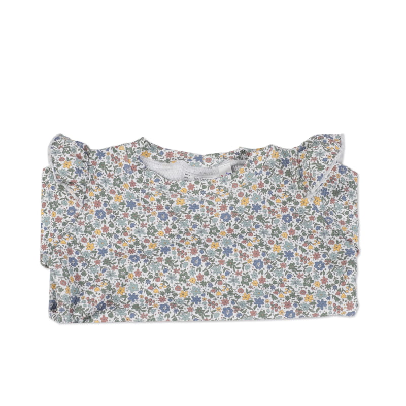 Camisola floral para criança com folhos nas mangas
