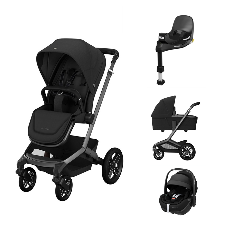 Conjunto de passeio para bebé preto com vários acessórios