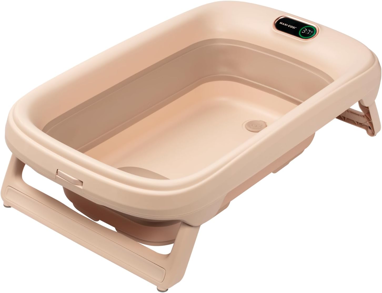 Bañheira para bebé cor bege com visor digital e suporte dobrável