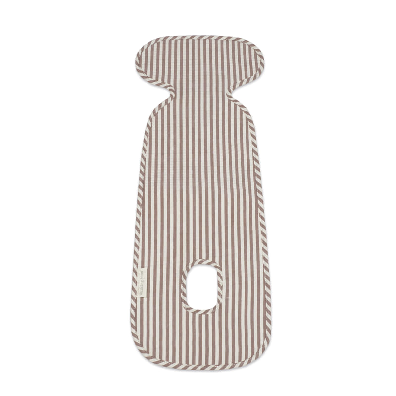 Colchão almofadado para carrinho de bebé riscas bege e branco com orifício central