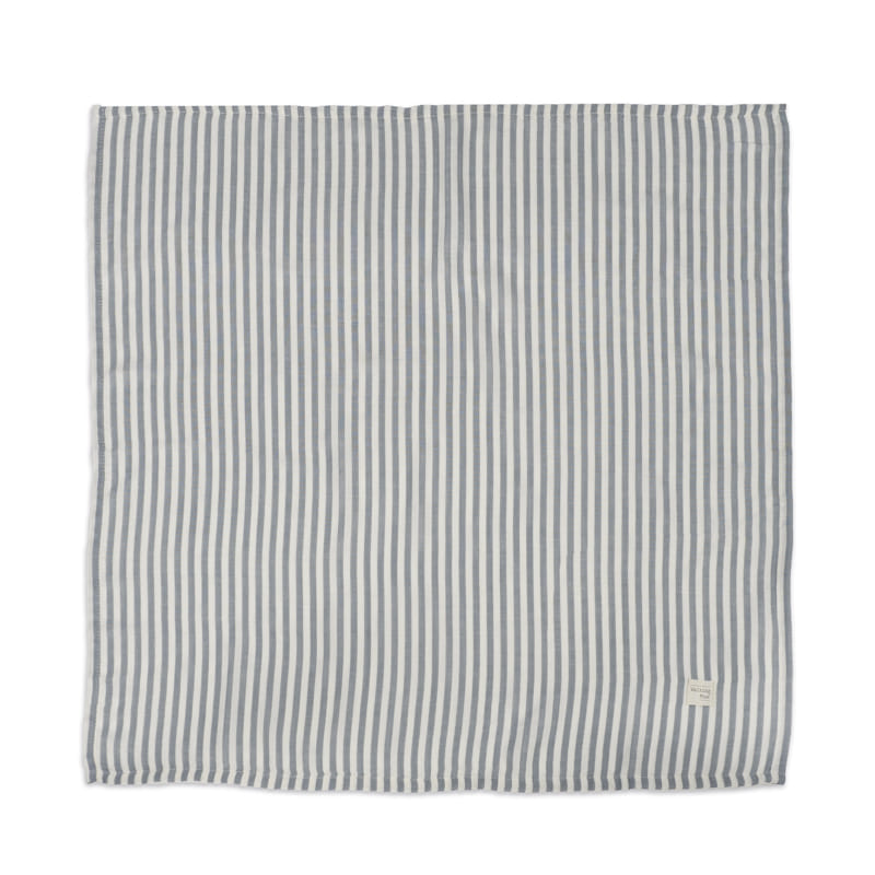 Manta ou toalha riscada cinzento e branco com etiqueta LEGENDARY BRITISH QUALITY