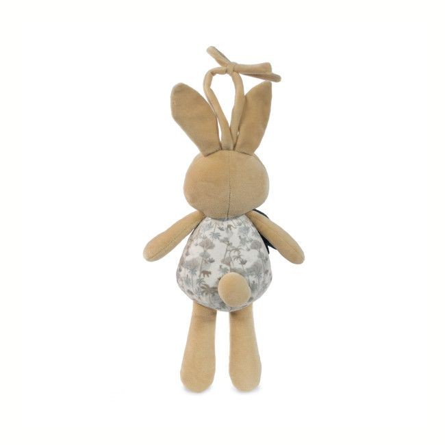 Pelúcia coelho bege com padrão de animais e cordão para pendurar