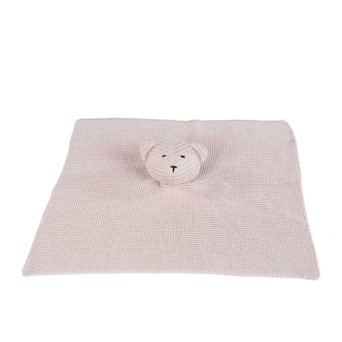 Cobertor de malha rosa com cabeça de ursinho