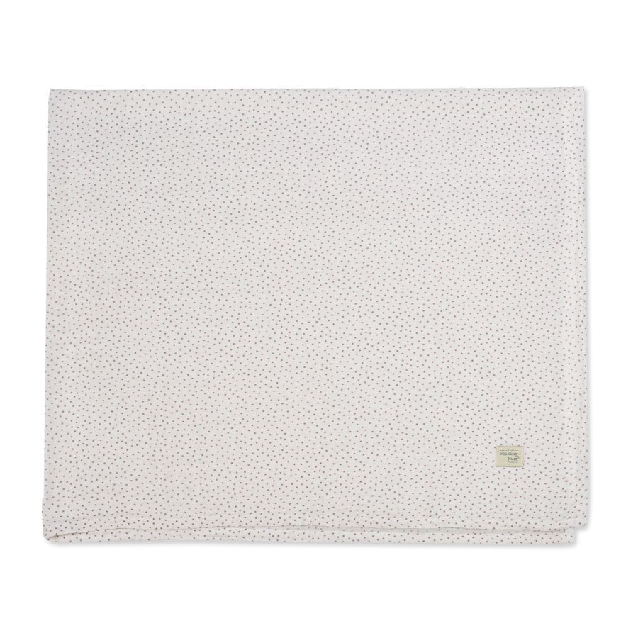 Manta branca com padrão de pontos pequenos cinzentos