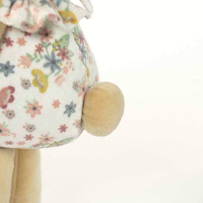 Brinquedo de pelúcia com tecido floral e apêndice redondo de pelúcia