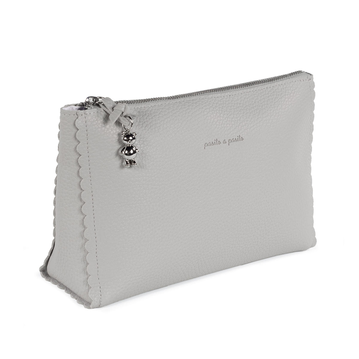 Necessaire branca rectangular com fecho de correr decorado