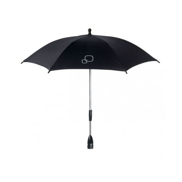 Guarda-chuva preto com logótipo branco e cabo metálico