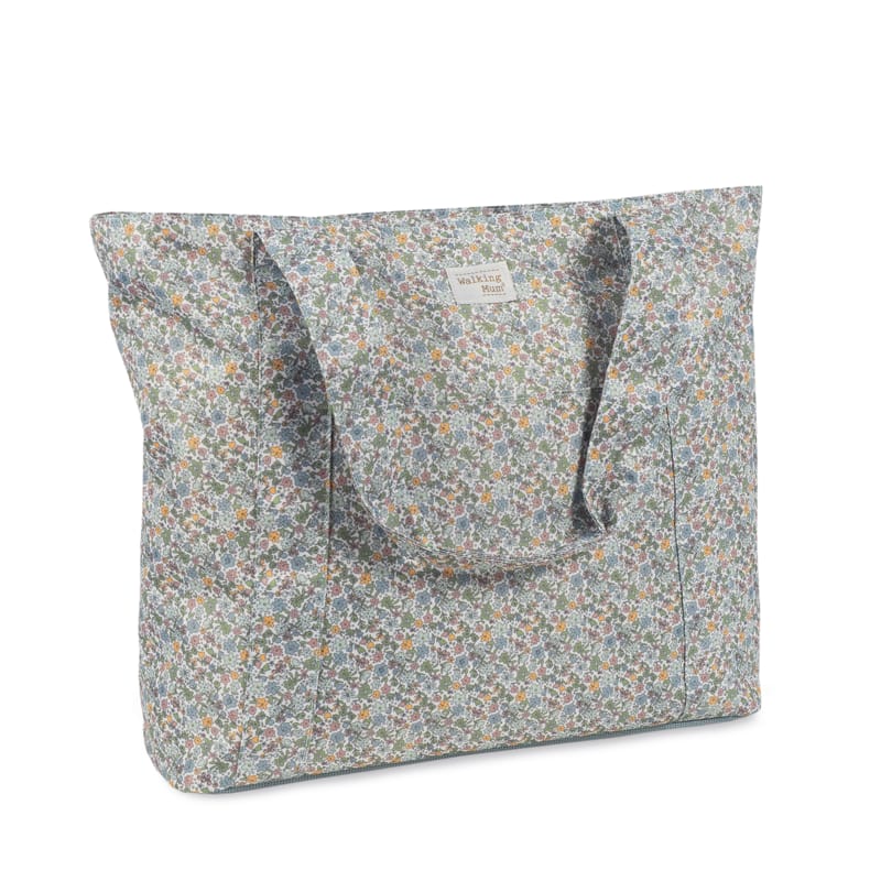 Saco de tecido floral com etiqueta Walking Mum