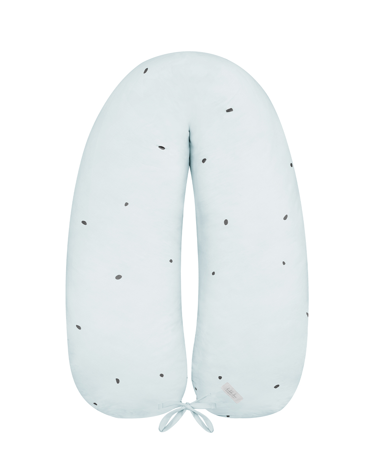 Almofada de amamentação branca com manchas pretas e laço ajustável