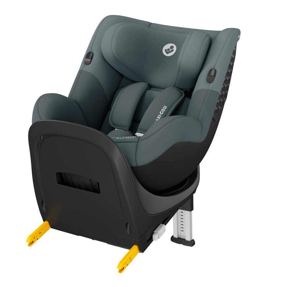 Cadeirinha automóvel XP-PAD cinzenta e preta com fixação isofix amarela