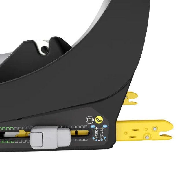 Base para cadeira auto de bebé em plástico preto com conectores ISOFIX amarelos