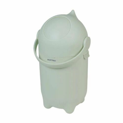 Contentor para fraldas branco de plástico com tampa e pega móvel
