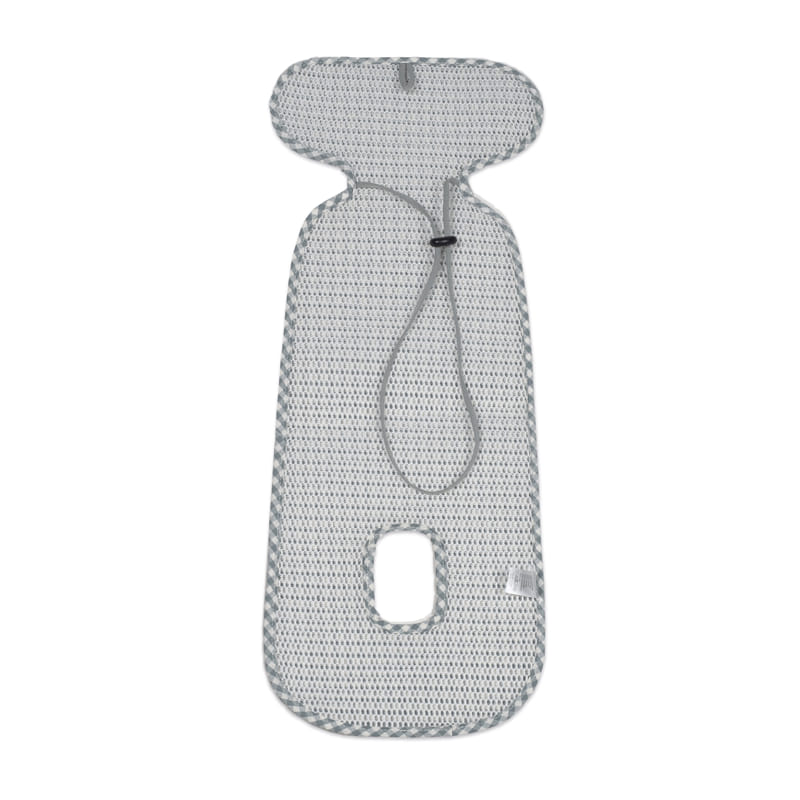 Capa para carrinho de bebé cinza claro em tecido de malha com cordão e abertura