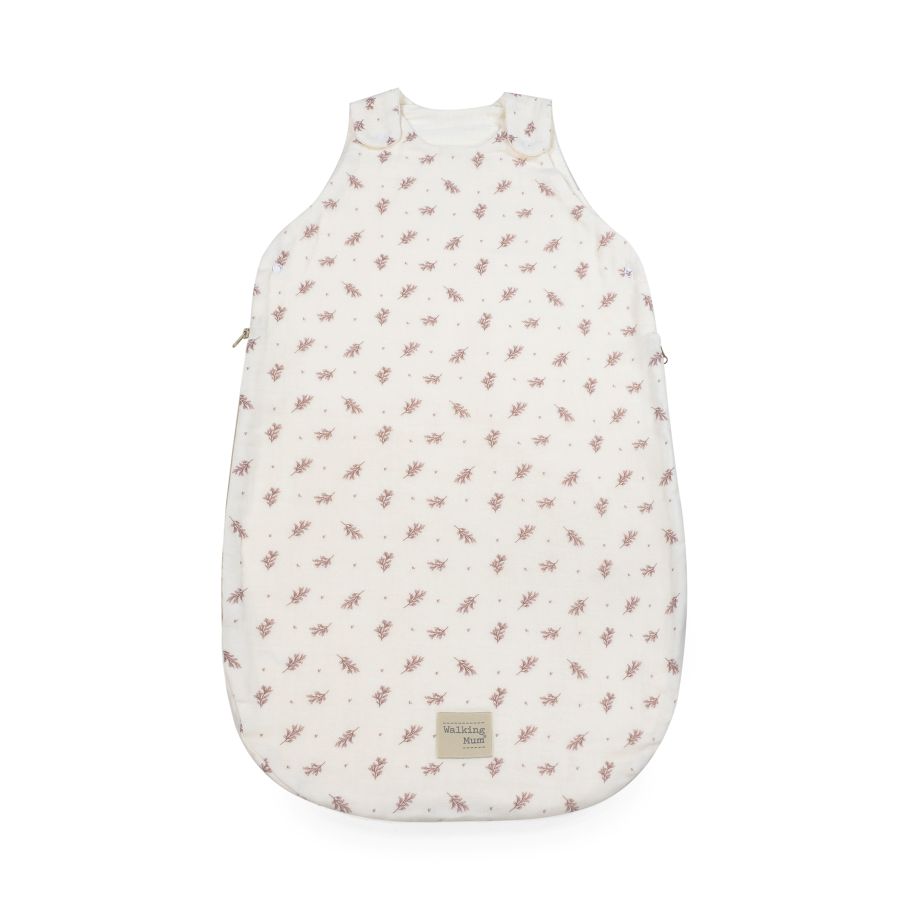 Saco de dormir branco para bebé com padrão floral cor-de-rosa