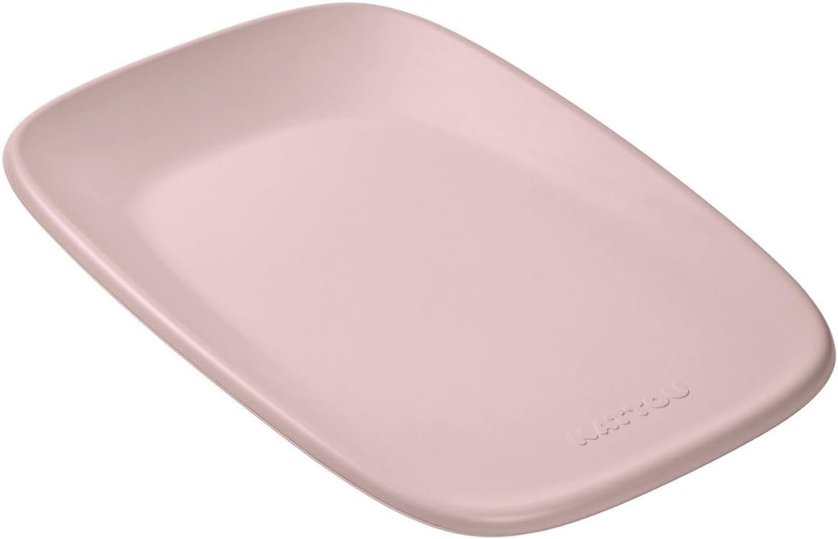 Prato retangular rosa claro com marca NATTUO em relevo