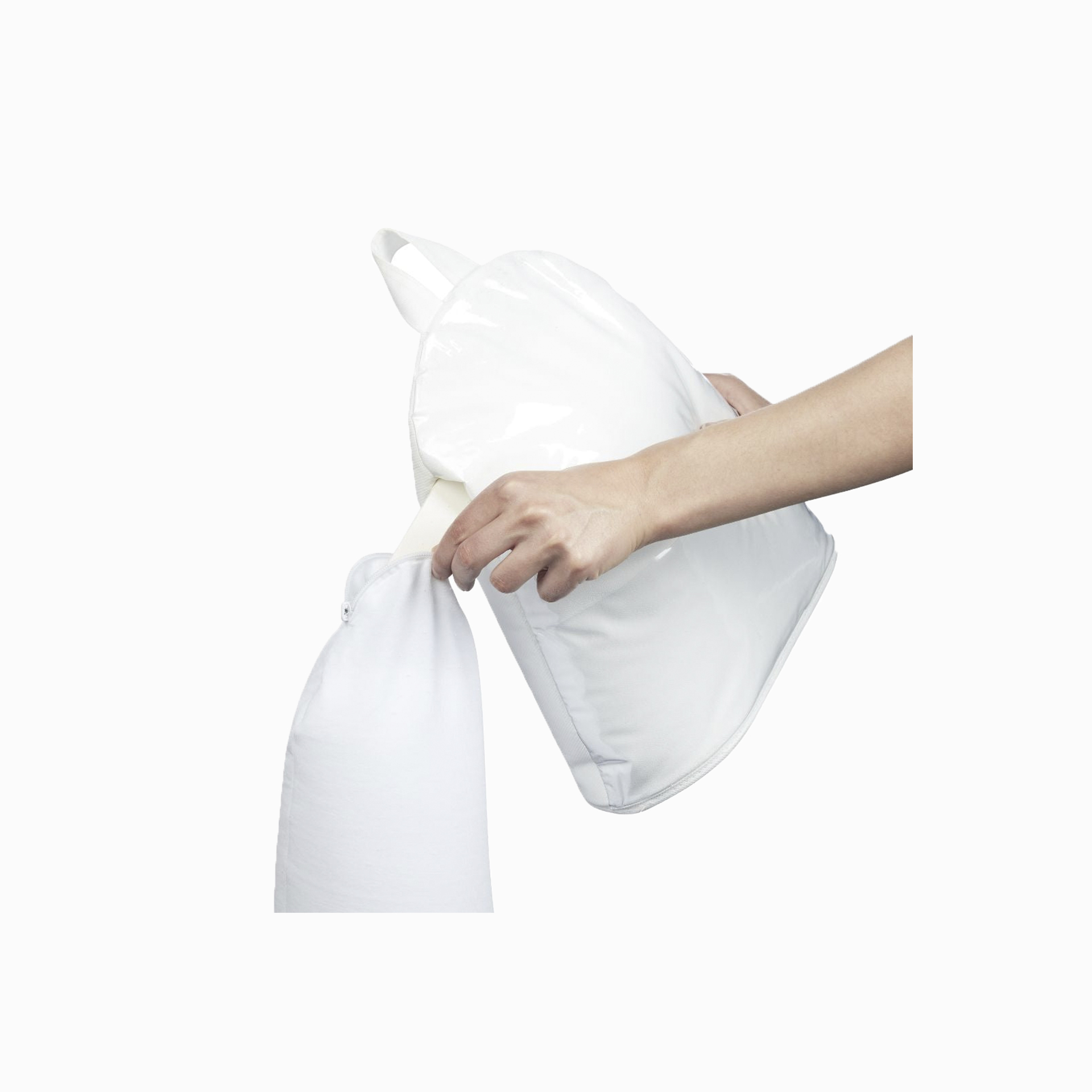 Máscara de proteção branca com alças para os ouvidos