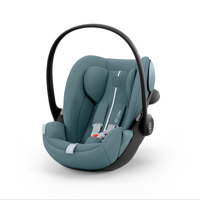 Cadeira auto de bebé Cybex azul com arnês e alça preta