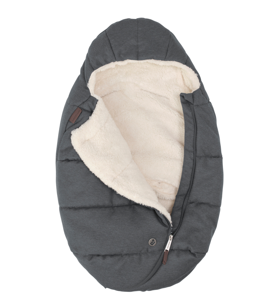 Saco para bebé cinzento com interior creme peludo