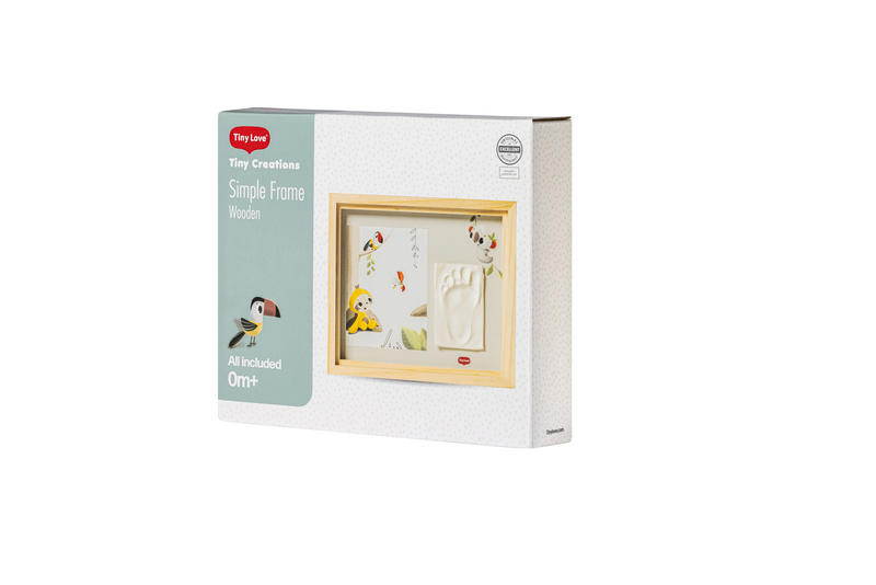 Caixa de moldura simples de madeira para impressão de mão de bebé