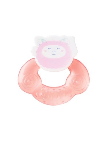 Mordedor cor de rosa com cabeça de ovelha em silicone para bebé