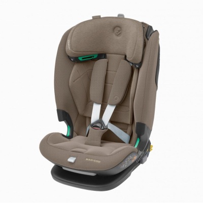 Cadeira de automóvel infantil castanha com arnês branco