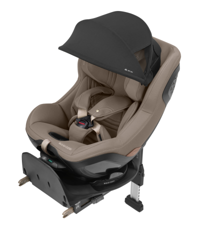 Cadeira auto para bebé Maxi-Cosi bege com capota preta e base ISOFIX