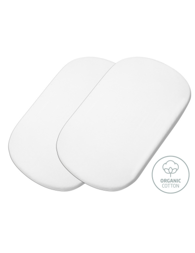 Dois protetores de ombro brancos de algodão orgânico com selo