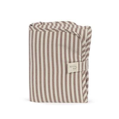 Bolsa de tecido riscada castanha e creme com etiqueta Walking Mum