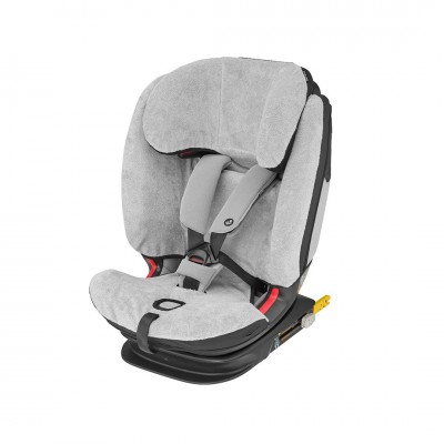 Cadeira auto para criança cinzenta com arnês e base preta