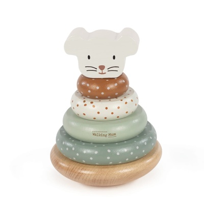 Brinquedo de empilhar de madeira com formato de rato