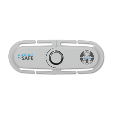 Dispositivo branco retangular com botão e texto SENSOR SAFE