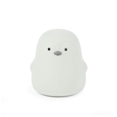 Boneco pinguim branco com olhos e bico cinza