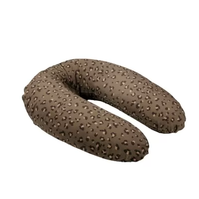 Almofada tipo U para pescoço com padrão animal print castanho e preto