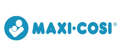 Logotipo azul da marca MAXI-COSI com símbolo circular