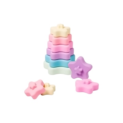 Blocos empilháveis em forma de estrelas coloridas pastéis