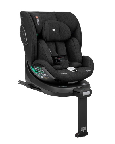 Cadeira auto infantil preta acolchoada com sistema ISOFIX e base giratória