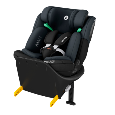 Cadeira auto criança Maxi-Cosi Pearl 360 S azul escuro com base ISOFIX preta e conectores amarelos