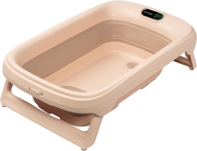 Bañheira para bebé cor bege com visor digital e suporte dobrável