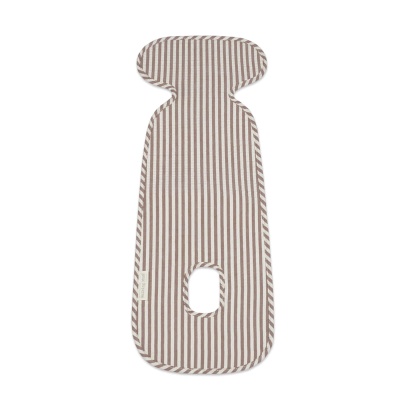 Colchão almofadado para carrinho de bebé riscas bege e branco com orifício central