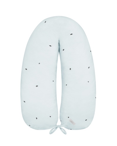 Almofada de amamentação branca com manchas pretas e laço ajustável