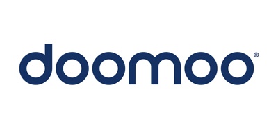 Logótipo da marca doomoo azul escuro em fundo branco