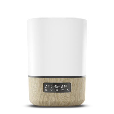 Difusor aroma base madeira clara topo branco com ecrã digital