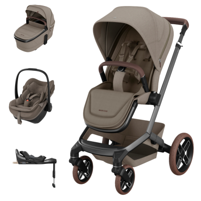 Carrinho de bebé Maxi-Cosi bege com acessórios
