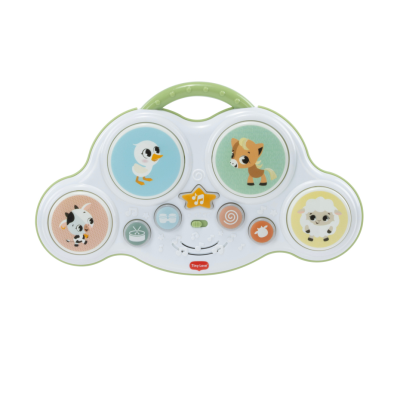 Brinquedo infantil de plástico com botões e desenhos de animais