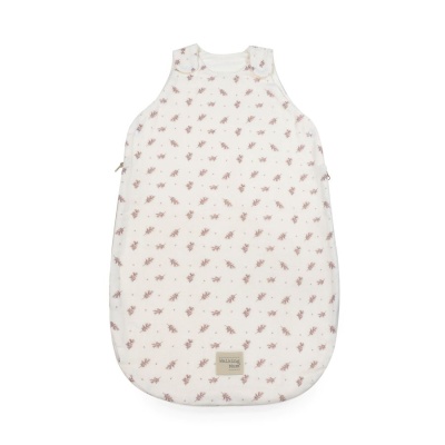 Saco de dormir branco para bebé com padrão floral cor-de-rosa