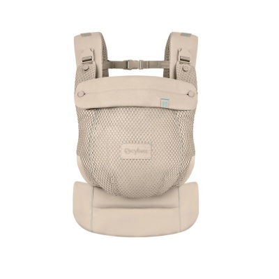 Porta-bebés Cybex bege com textura de malha e tiras ajustáveis
